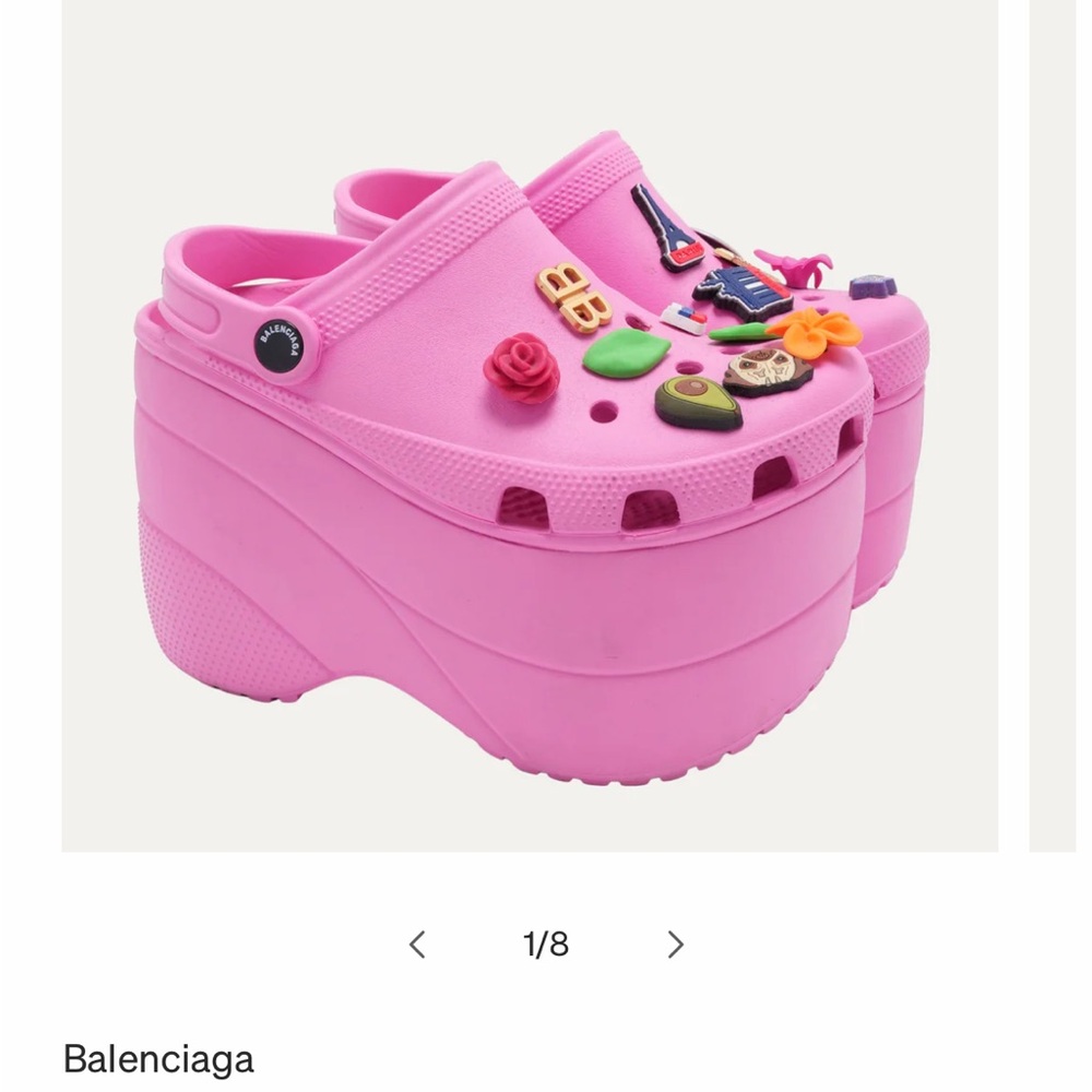 Balenciaga Vibrant Pink Platform Clogs with Decorative Charms